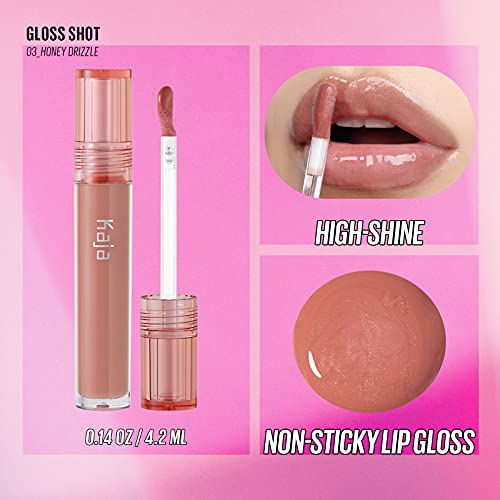 Kaja Lip Gloss - Gloss Shot | With Jojoba Oil, Tinted Shimmer, Hydrating, Non-Sticky, Juicy, Nude, Plumper Looking Lips, 03 Honey Drizzle, 0.14 Fl Oz #TOP2