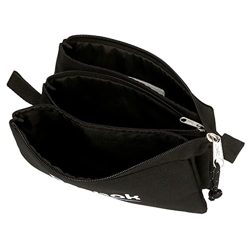 Reebok Boston Black Pencil Case, 3 Compartments, 22 x 12 x 5 cm, Polyester - Image 4