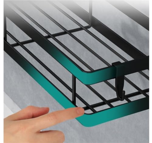 Estante de especias de montaje en pared negro, organizador de estantes de cocina de acero al carbono para frascos y botellas, soporte de almacenamiento de ahorro de espacio para artículos de tocador d