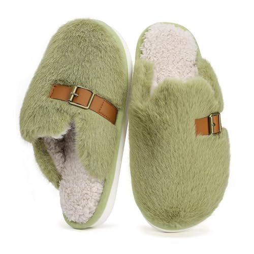Winter Plush Fluffy Fur Slippers for Women, Soft Warm Indoor Slides, Comfort Anti Slip Bedroom House Shoes