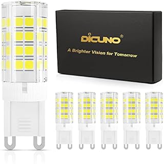 DiCUNO G9 LED Light Bulbs 3.5W, 440LM, Equivalent to 40W Halogen, Cool White 6000K, 100-240V, CRI>85, Not Dimmable, Energy Saving Capsule Light Bulbs 6-Pack