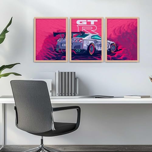 Image of TASVEE Car wall posters | set of 3 wall frames | posters for wall | Wall Decoration for Bedroom, Living Room & Office | Best Gift for Boys & Car Lovers (A6, LARGE 13X17, Framed)