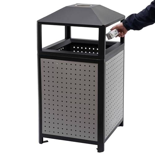 LyeXD 38 Gallon Outdoor Trash Can, Commercial Waste Container Galvanized Steel Garbage Can for Indoor and Outdoor Use, Trash Receptacle Garbage Enclosure with Ashtray for Conference Room, Kitchen
