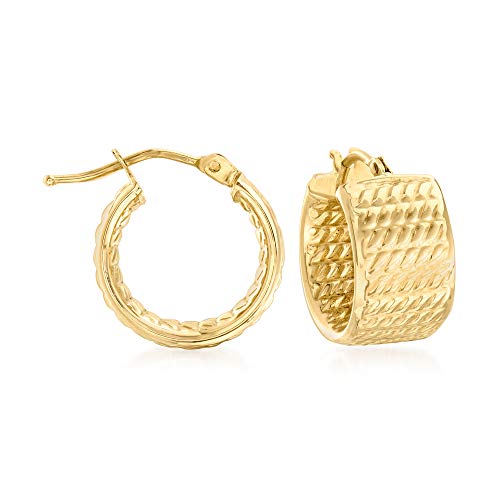 Ross-Simons Italian 14kt Yellow Gold Textured Huggie Hoop Earrings