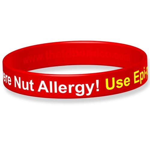 The ID Band Company Severe Nut Allergy Silicone Wristband-16cm -Red