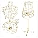 SHAREWIN Wire Dress Form Vintage Style, Gold Metal Steel Maniquine with Stand, Manikin Torso with Detachable Adjustable Height, Slim Body
