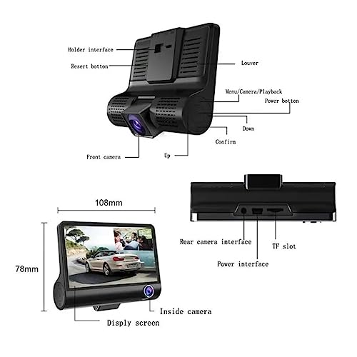 Dash Cam 3 Objectifs DELURA Solution Angle Mort Enregistreur Tactile G-Sensor - 6
