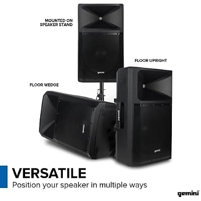 Gemini 15 Inch Powered PA Speaker - 300W Bluetooth PA Speaker with Mixer, XLR Inputs, Active DJ Speakers for Parties Events (GSP-2200)