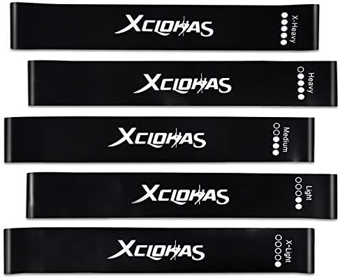 Thickened Loop Resistance Bands Set of 5 for Legs and Arms, Exercise Bands for Women Men Working Out Strength Training Gym Fitness Yoga Pilates Stretch Workout Band 12" x 2" by XCLOHAS (All Black)