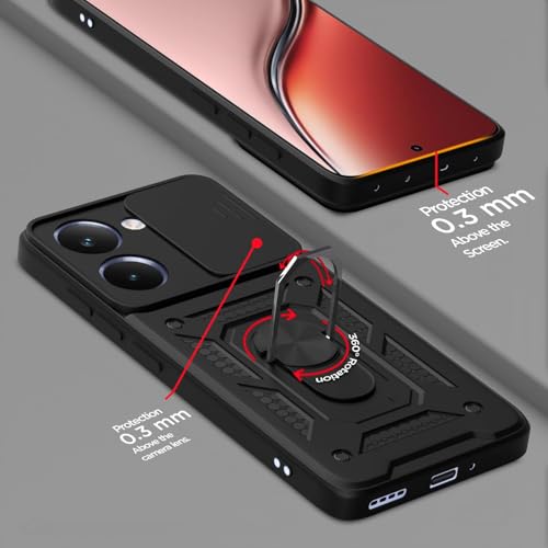 Image of Luxe Back Cover for Realme P3 Ultra 5G | D10 Tough Armor Case | Sliding Camera Shield | 360 Protection | Kickstand Ring Holder | Military-Grade Shockproof Bumper Case