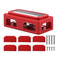 300A Sammelschiene 12V - 48V DC 4X M8 Busbar Geländewagen Messing Sammelschienenkasten Boot Camper Car Verteilerblock Rot – Ansicht 4