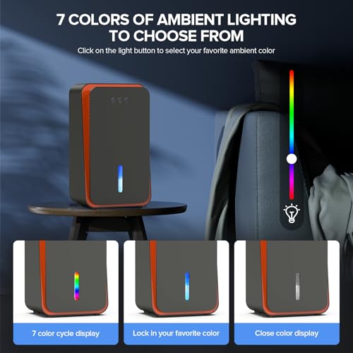 Image of 1000 sq.ft Dehumidifier for Home, Dehumidifiers for Basement, Bathroom, Bedroom with Auto Shut Off and Drain Hose, Built-in Aromatherapy Diffuser, 7 Colors LED Light, Quiet Sleep Mode(CS08-Black)
