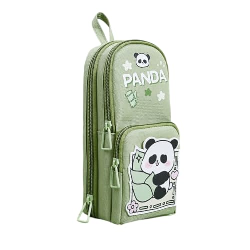 Image of DEOXY Green Panda Pencil Case 6 Layer with 3 Compartment Cute Aesthetic Pencil Case for Boys & Girls Large Capacity Pencil Pouch for School Kids Cute Stationary Gift Organizer for School