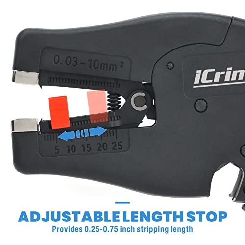 Icrimp Iws-D10 Automatic Wire Stripper/Wire Cutter For 25-5 Awg Solid & Stranded Wires, Self Adjusting Wire Stripping Tool #TOP3