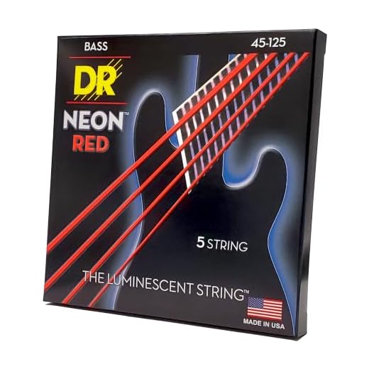 DR Strings NRB5-45 Hi-Def Neon Red K3 Coated Bass Guitar Strings - .045-.125 Medium 5-string