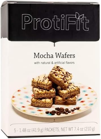 PROTIFIT - High Protein Wafer Bar, 15g Protein, Low Calorie, Low Carb, Low Fat, Trans Fat Free, Cholesterol Free, Ideal Protein Compatible, 5 Servings Per Box (Mocha)