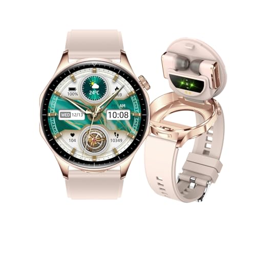 Smart Watch with Earbuds, Digital Watch with Headphones for Men Women, Heart Rate Sleep Monitor, 1.43" AMOLED Large Screen Fitness Watch for iOS Android Phone, Step Counter (Gold) Smart Watch with Earbuds, Digital Watch with Headphones for Men Women, Heart Rate Sleep Monitor, 1.43" AMOLED Large Screen Fitness Watch for iOS Android Phone, Step Counter (Gold)