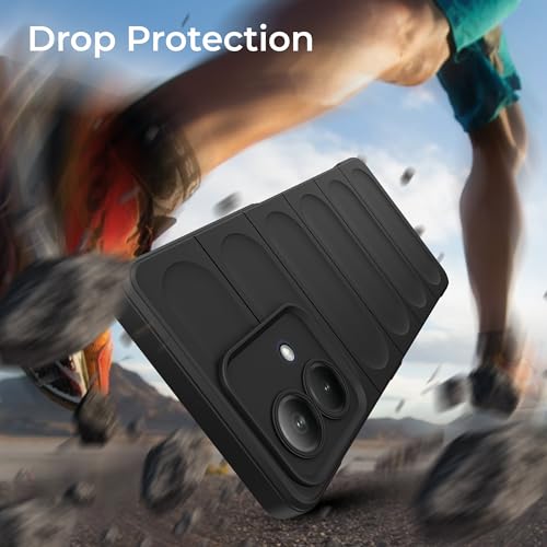 Image of A rtistque Liquid Silicone Stripes Back Cover Case for Motorola G84 5G | with Camera Protection | with Inner Fabric | Anti Slip Grip | AirBag Case - Black