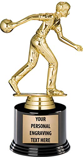 Crown Awards Bowling Trophies with Custom Engraving 7.25 Personalized Male Bowling Trophy On Deluxe Round Base 1 Pack