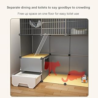 Gabbie Per Gatti Da Interno Grandi Con Lettiera - Gabbia Per Gatti Grande Fai Da Te Cuccia A 3 Livelli Per Cuccioli Di Animali Domestici Furetto Coniglio Riccio (Dimensioni: 43,7 * 19,2 * 43 Pollici)