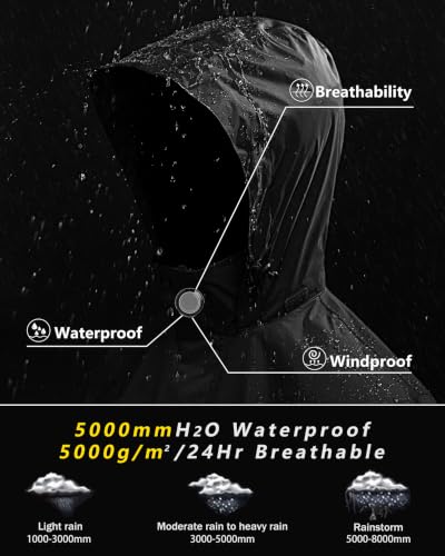 Image of Outdoor Ventures Men's Rain Jacket Waterproof Lightweight Packable Raincoat