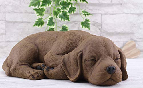 STEINFIGUREN SPICKER Steinfigur Hund schlafend 191/2, Gartenfigur Steinguss Tierfigur Braun Patina