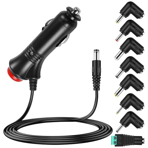 12V 3A 36W KFZ Ladegerät DC Netzteil Adapter 5,5x2,1mm Universal Netzkabel Zigarettenanzünder mit 8 Tips für DVD Player GPS Tablet Kamera Tablet, Lautsprecher, Etikettendrucker, LED Lichtleisten