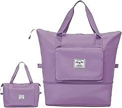 شنطة سفر بسعة عالية قابلة للطي، شنطة للسفر ولصالة الالعاب الرياضية مع فاصل بين الملابس المبللة والجافة للرجال والنساء، شنطة محمولة خفيفة الوزن ومقاومة للماء, أرجواني، ، قماش