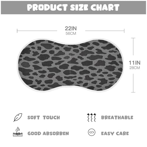 Black Leopard Print Burp Cloths Cotton Baby Washcloths,Large 22x11in Burping Cloth Absorbent and Soft for Newborn Baby Boys and Girls,1 Pack4