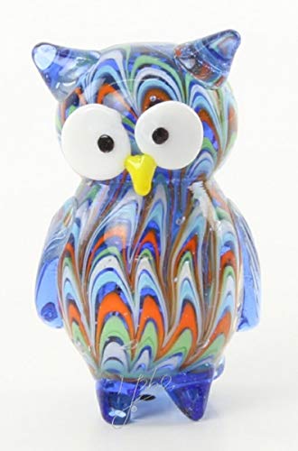 Casa Padrino Glasfigur Eule - Bunte Eulenfigur aus Glas - Figur Skulptur Deko Dekoration Geschenk