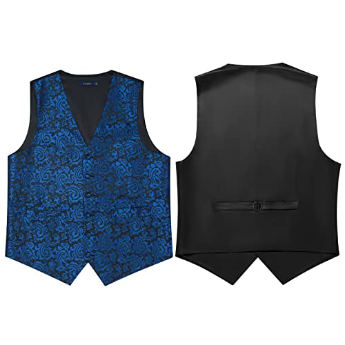 Faimo Mens Suit Vest, Mens Dress Vest For Tuxedo, Paisley Vest For Formal Waistcoat + Necktie And Pocket Square Cufflink Set #TOP4