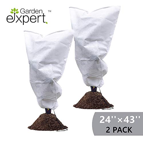 Garden EXPERT Plant Cover Frost Protection Bag Shrubs & Trees Jacket, Prevent Damage, Bad Weather and Pests Thickening of Wind(2-Pack 24'' × 43'')