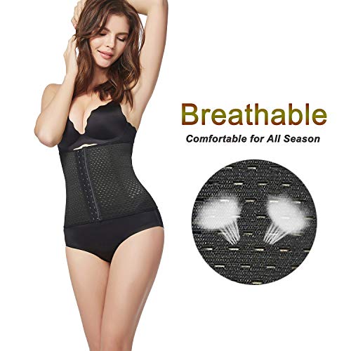 Senvady Women's Waist Trainer Corset For Weight Loss Tummy Control Body Shaper Slimming Strap Shapewear With Steel Boned Adjustable Hooks (Black,S) #TOP2