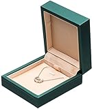 Giftop PU Leather Necklace Pendant Box for Wedding,Jewelry Gift Storage Display Case (Green)