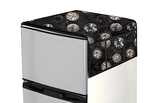 Image of Stylista Refridgerator top Cover Suitable for Samsung RR24C2823S8 /NL, 223 Liter Fridge, Dimension (WXD) 65x111 CM, Analog Pattern Black