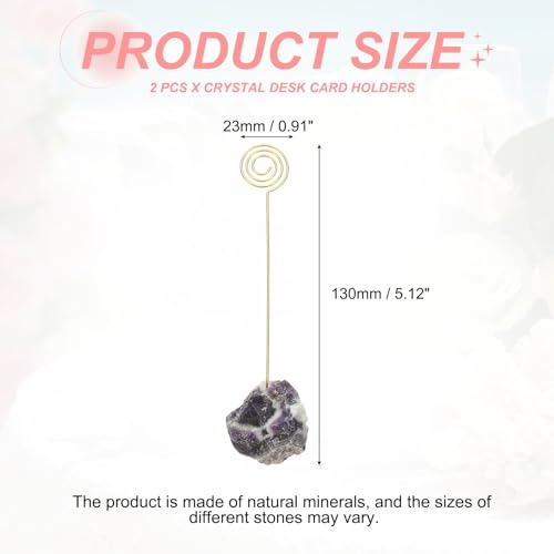 Support de numéro de table en cristal de quartz brut violet authentique pour réception - 2