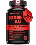 Nutratology Tongkat Ali Supplement For Men | Canadian Made | 100:1 Extra Strength Tongkat Ali Extract + Black Pepper | Supports Male Vitality & Performance | 60 Capsules