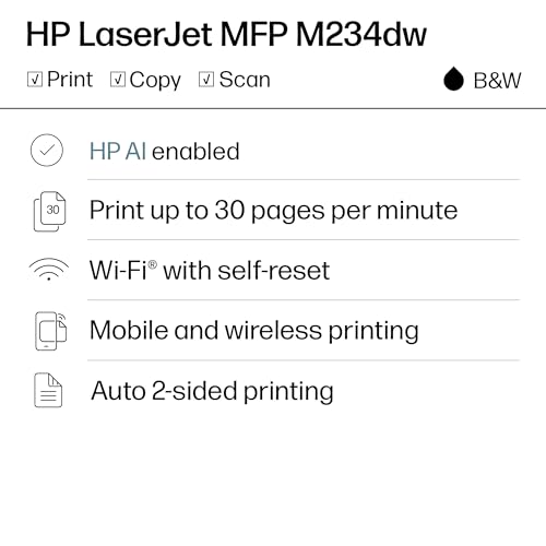 HP Laserjet MFP M234dw Wireless Printer, Print, scan, Copy, Fast speeds, Easy Setup, Mobile Printing, Best-for-Small Teams, Instant Ink Eligible - Image 3