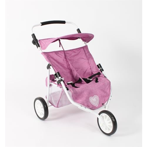 Bayer Chic 2000 697 62 Jogger 3-Rad-Puppenwagen für Zwillingspuppen Jeansrosa