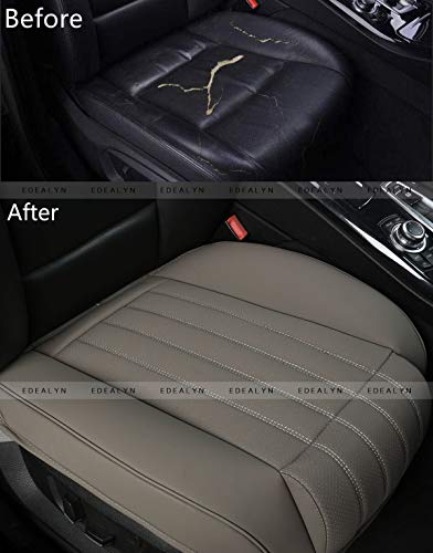 Edealyn 1 Pcs Car Seat Cover Pu Leather Auto Bottom Seat Protector Cover With Comfort Leg Support Pillow Fit Most Front Driver Seat Width20.86 By Deep 20.86 Inches (Taupe With Leg Rest) #TOP2