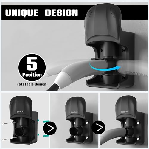 Tesla Charger Holder Charging Cable Organizer with Charger Slot for Tesla Motors Wall Mount Connector Bracket Adapter Fit for Model 3/Y/S/X，180° Rotatable. by Leisure Stay - Image 3