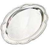 [Design] Ce plateau ovale en argent apporte un aspect vintage avec des bords ornés une surface en relief, ce qui en fait une assiette décorative élégante pour les tables stylées les présentations spéciales.