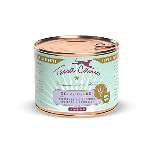 Terra Canis Lapin, courgette, Abricot et bourrache - sans céréales - 200 g - Nourriture pour Chiens de Haute qualité - 100% qualité Alimentaire Toutes Les matières premières