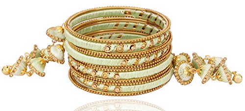 Image of NMII Get your traditions Valentine Gift for Girls & Women Silk Thread Bangle Set With Zircon For Womne & Girls