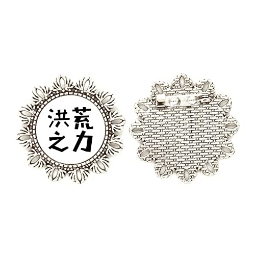 Broche de plata de flor china, joya mediana para ropa y solapas