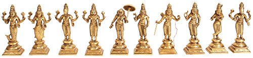 Exotic India Dashavatara – Diez Versiones de Señor Vishnu (de Izquierda – Matshya, Kurma, Varaha, Narasimha, Vaman,