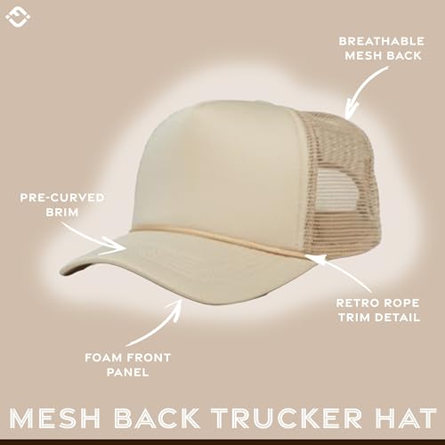 Image of Funky Junque Foam Trucker Hat, Trucker Hats for Women & Men - Blank Adjustable Snapback Mesh Back Baseball Cap