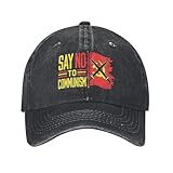 Say No to Communism Hat Political Anti Communist Denim Baseball Cap Retro Golf Dad Fitted Running Cap - Black