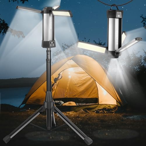 led作業灯 アップグレード版三脚付き 10000mAh大容量 10000LM 最大23時間連続点灯 ワークライト 10点灯モード 4色切り替え 屋外用 Type-c充電 270度方向調整 懐中電灯機能 ライト ハンディライト 高度調節可能 屋外照明/集魚灯/夜間工事/駐車場灯/アウトドア/キャンプ/停電対策/緊急照明