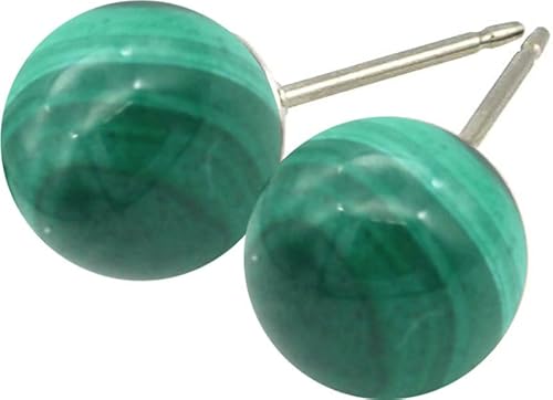 [ジュエリーショップエム] ピアス 天然石 1粒 パワーストーン メンズ レディース 直結 シンプル チタンポスト 日本製 アクセサリー p0035 マラカイト 10mm